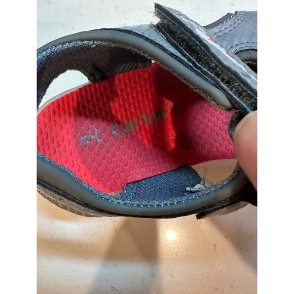 Carters Toddler Shark Themed Sandals Gray & Red Size 9M - Picture 5 of 7
